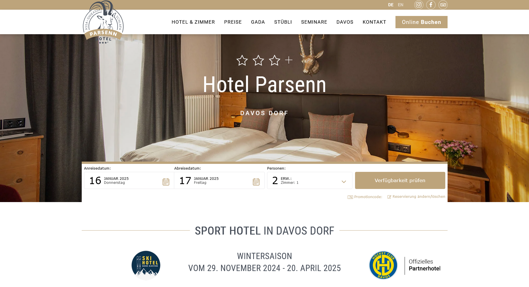 Neue Website für das Hotel Parsenn in Davos