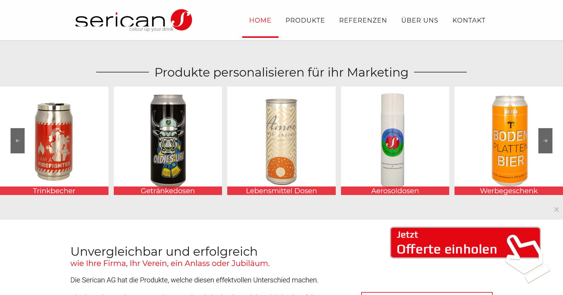 Website für Dosen Werbeartikel